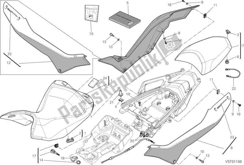 All parts for the Seat of the Ducati Multistrada 1200 S Pikes Peak Thailand 2014